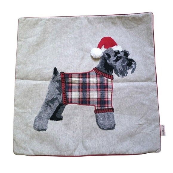 Loving Kindness Scotty Dog Throw Pillow Cover Embroidered Christmas 20x20 FLAW - Picture 8 of 8